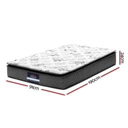 24cm Single Mattress Pillow Top Plush Comfort Bed Support