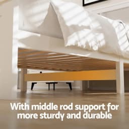 King Single Wooden Bed Frame with 2 Storage Drawers White Space Saving Bedroom Platform Bed Base