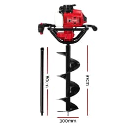 Post Hole Digger 300mm Petrol Drill Extension Auger Bit Earth Soil Ground Drilling Tool Accessory for Garden Farm Construction Use