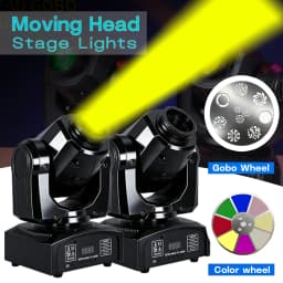 60W LED Moving Head Light with Hook, RGBW Color Mixing, 8 Modes and 8 Colors, DMX512 and Voice Control, Suitable for DJ, Disco, Club, Wedding, KTV, Bar, Stage Party Lighting - Compact Spotlight Suitable for Dance Floors, mini Pattern Projectors, Club Stag