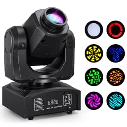 60W LED Moving Head Light with Hook, RGBW Color Mixing, 8 Modes and 8 Colors, DMX512 and Voice Control, Suitable for DJ, Disco, Club, Wedding, KTV, Bar, Stage Party Lighting - Compact Spotlight Suitable for Dance Floors, mini Pattern Projectors, Club Stag