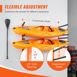 VEVOR Wall Kayak Storage Rack 4-Capacity for Kayak Canoe Hooks with Adjustable Padded Arms and 400 LBS Kayak Hanger for Garage