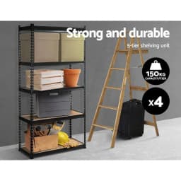 Heavy Duty Garage Shelving 4x1.5M Warehouse Rack Pallet Storage Shelf Black Metal Storage Unit