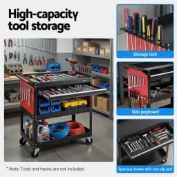 Heavy Duty Tool Trolley Cart with Drawer Rolling Workshop Garage Storage Cabinet Mobile Organizer