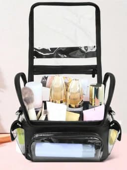 Large Capacity Transparent Makeup Bag, Clear Cosmetic Pouch With Handles, Travel Toiletry Organizer Case For Skincare Nail