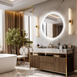 60/80cm Round LED Bathroom Mirror Wall Mounted Lighted Vanity Mirror 3 Colors Brightness Touch Anti-Fog Shatter-Proof