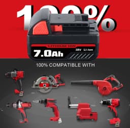 VANON 5.5/7.0Ah M18-D 18V Lithium Battery Replace for Milwaukee Rechargeable tools 48-11-1815 2604-20 48-11-1850 Battery pin