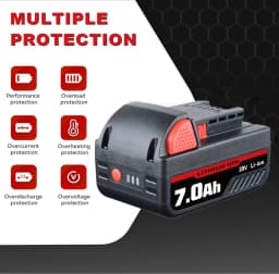 VANON 5.5/7.0Ah M18-D 18V Lithium Battery Replace for Milwaukee Rechargeable tools 48-11-1815 2604-20 48-11-1850 Battery pin