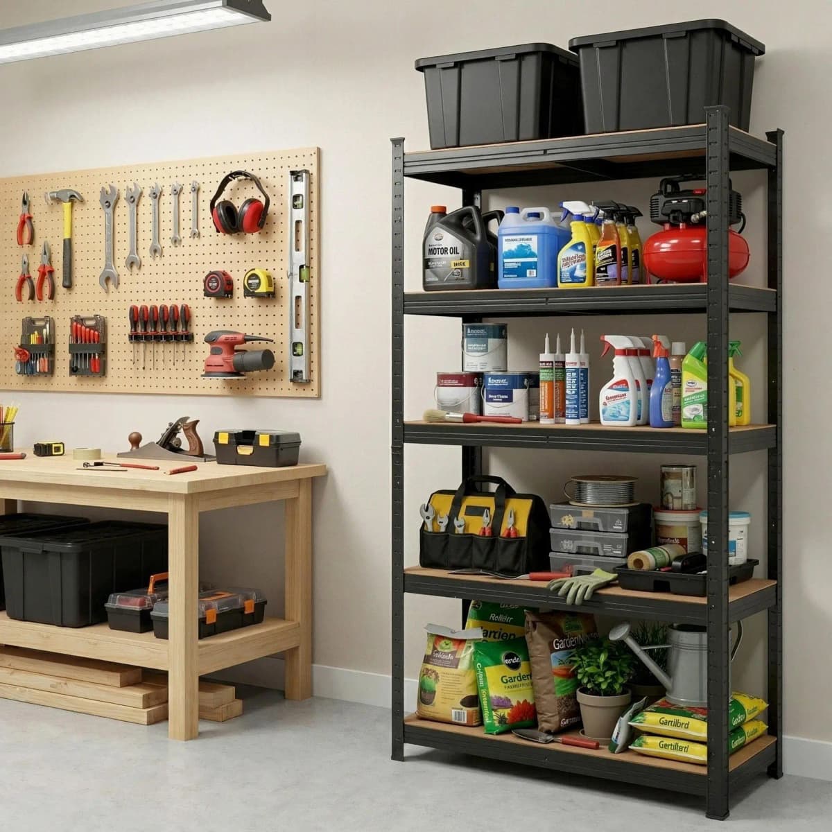 Garage Shelving 1.6X0.8m Warehouse Storage Rack Heavy Duty Black Pallet Racking Shelf Organizer