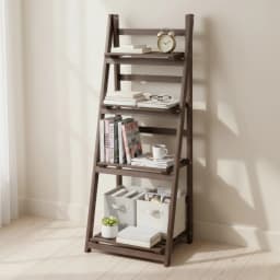 4 Tier Foldable Plant Stand Ladder Shelf Carbonized Paulownia Wood Flower Display Rack, No Assembly Vintage Corner Bookshelf Storage Organizer for Living Room Garden Balcony Patio (41x32.5x110cm)