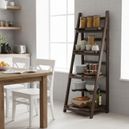 4 Tier Foldable Plant Stand Ladder Shelf Carbonized Paulownia Wood Flower Display Rack, No Assembly Vintage Corner Bookshelf Storage Organizer for Living Room Garden Balcony Patio (41x32.5x110cm)