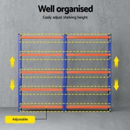 2 x 1.8M Garage Shelving Warehouse Storage Rack Heavy Duty Metal Boltless Adjustable Industrial Organizer Shelves