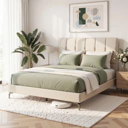 Queen Size Upholstered Platform Bed Frame with Tufted Headboard Strong 300kg Support Modern Bedroom Furniture