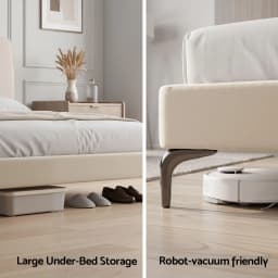 Queen Size Upholstered Platform Bed Frame with Tufted Headboard Strong 300kg Support Modern Bedroom Furniture