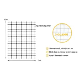 Chicken Wire Mesh Fence Roll for Poultry Duck Goose Coop 15m x 120cm Pet Netting