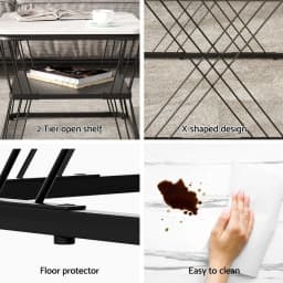 Marble Effect Nesting Coffee Table Set of 2 Modern Round Side Tables for Living Room End Table Storage Accent Furniture