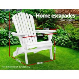 Wooden Folding Beach Chair Outdoor Patio Garden Seating White