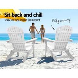 Wooden Folding Beach Chair Outdoor Patio Garden Seating White