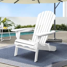 Wooden Folding Beach Chair Outdoor Patio Garden Seating White