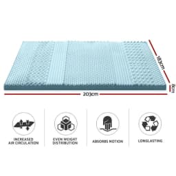King Size Memory Foam Mattress Topper 7 Zone 8cm Thick Plush Support Bed Cushion Pressure Relief Comfort Pad