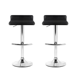 2 Pack Adjustable Gas Lift Bar Stools Black Swivel Counter Height Chairs Upholstered Modern Kitchen Breakfast Seating