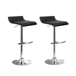 2 Pack Adjustable Gas Lift Bar Stools Black Swivel Counter Height Chairs Upholstered Modern Kitchen Breakfast Seating