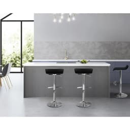 2 Pack Adjustable Gas Lift Bar Stools Black Swivel Counter Height Chairs Upholstered Modern Kitchen Breakfast Seating