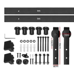 Sliding Barn Door Hardware Track Set 2m Heavy Duty Sturdy Smooth Rolling Interior Door Rail Kit Adjustable Wall Mounted Slider Door Fitting