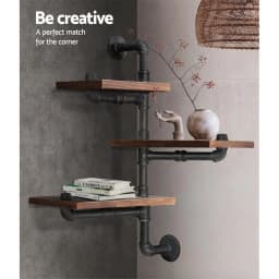 Industrial Style Floating Pipe Shelf 3 Tier Wall Mounted DIY Storage Rack