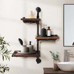 Industrial Style Floating Pipe Shelf 3 Tier Wall Mounted DIY Storage Rack