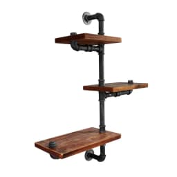 Industrial Style Floating Pipe Shelf 3 Tier Wall Mounted DIY Storage Rack