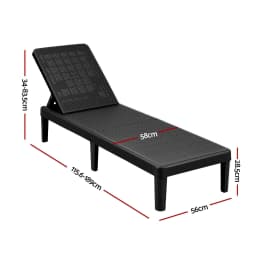 Sun Lounge Adjustable Outdoor Patio Recliner Lightweight Black Folding Chaise Chair