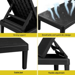 Sun Lounge Adjustable Outdoor Patio Recliner Lightweight Black Folding Chaise Chair