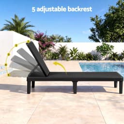 Sun Lounge Adjustable Outdoor Patio Recliner Lightweight Black Folding Chaise Chair