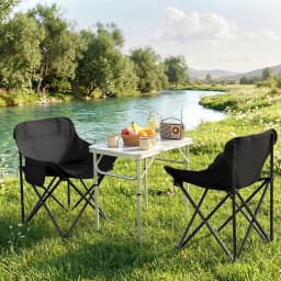 3 Piece Camping Table and Chair Set Outdoor Folding Aluminum Portable Picnic Furniture