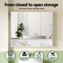 Bathroom Mirror Cabinet Wall Mounted Medicine Storage Cabinet Adjustable Shelves White 900x750mm