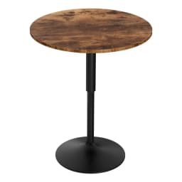 Height Adjustable 360 Swivel Round Bar Table Gas Lift 60cm Rustic Brown Black Pub Bistro Counter Table