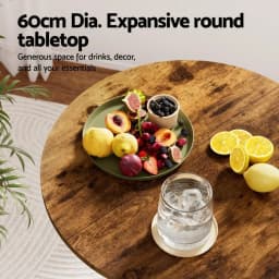 Height Adjustable 360 Swivel Round Bar Table Gas Lift 60cm Rustic Brown Black Pub Bistro Counter Table