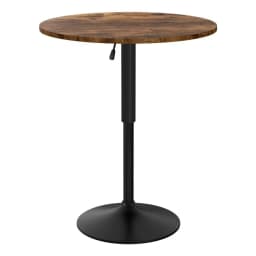 Height Adjustable 360 Swivel Round Bar Table Gas Lift 60cm Rustic Brown Black Pub Bistro Counter Table