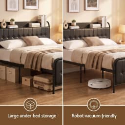Queen Bed Frame with Storage Headboard SAA Certified Charging Station Upholstered Platform Bed with Drawers and USB Power Outlets for Bedroom Storage and Supportive Heavy Duty Base