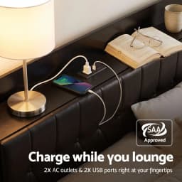 Queen Bed Frame with Storage Headboard SAA Certified Charging Station Upholstered Platform Bed with Drawers and USB Power Outlets for Bedroom Storage and Supportive Heavy Duty Base