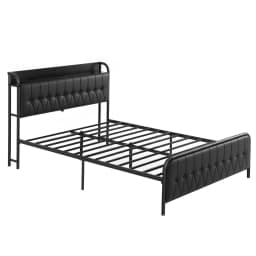 Queen Bed Frame with Storage Headboard SAA Certified Charging Station Upholstered Platform Bed with Drawers and USB Power Outlets for Bedroom Storage and Supportive Heavy Duty Base