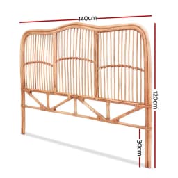 Rattan Double Bed Headboard Pine Bedroom Wall Decor NERO Style
