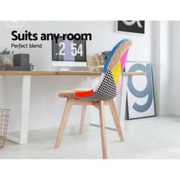 Dining Chairs Set of 2 Fabric Retro Style Shell Side Chairs with Wooden Legs for Dining Room Kitchen Living Room
