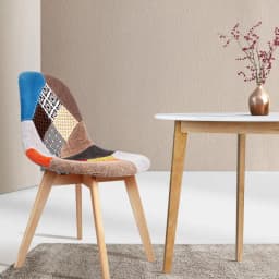 Dining Chairs Set of 2 Fabric Retro Style Shell Side Chairs with Wooden Legs for Dining Room Kitchen Living Room