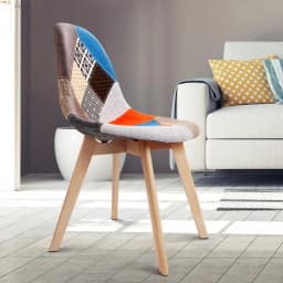 Dining Chairs Set of 2 Fabric Retro Style Shell Side Chairs with Wooden Legs for Dining Room Kitchen Living Room