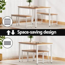3 Piece Metal Dining Table and Chairs Set for Kitchen and Dining Room Furniture Set