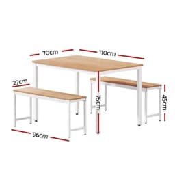 3 Piece Metal Dining Table and Chairs Set for Kitchen and Dining Room Furniture Set