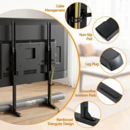 Universal TV Stand for 24 to 86 Inch TVs LED Screen Table Top Desktop Mount Adjustable Height Stable Base Compatible with Most Flat Panel TVs
