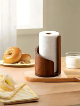 1 PC Portable Wooden Roll Paper Storage Rack Desktop Toilet Paper Holder Storage Organizer Box Natural Color Home And Office